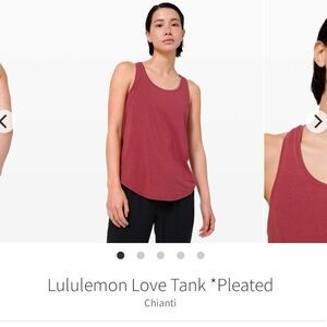 Lululemon size 10 Love Tank *Pleated
Chianti
